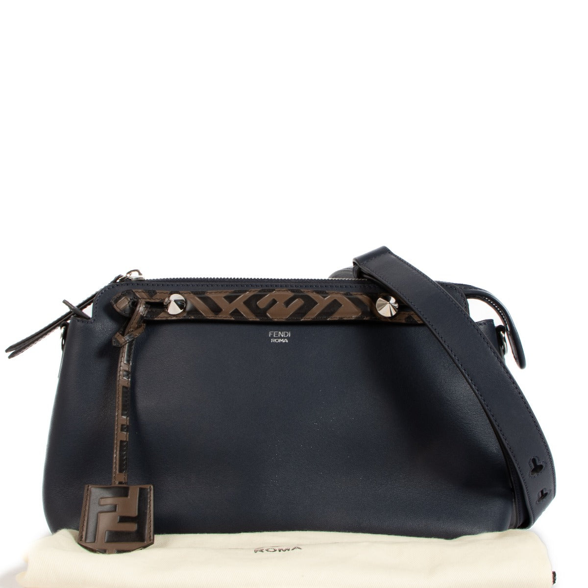 Fendi By The Way Medium Blue Leather Boston Bag