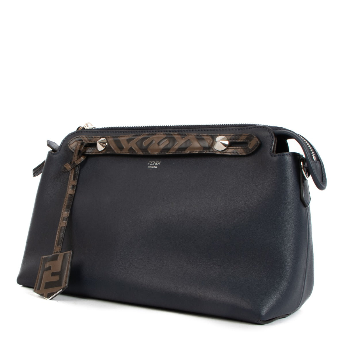 Fendi By The Way Medium Blue Leather Boston Bag