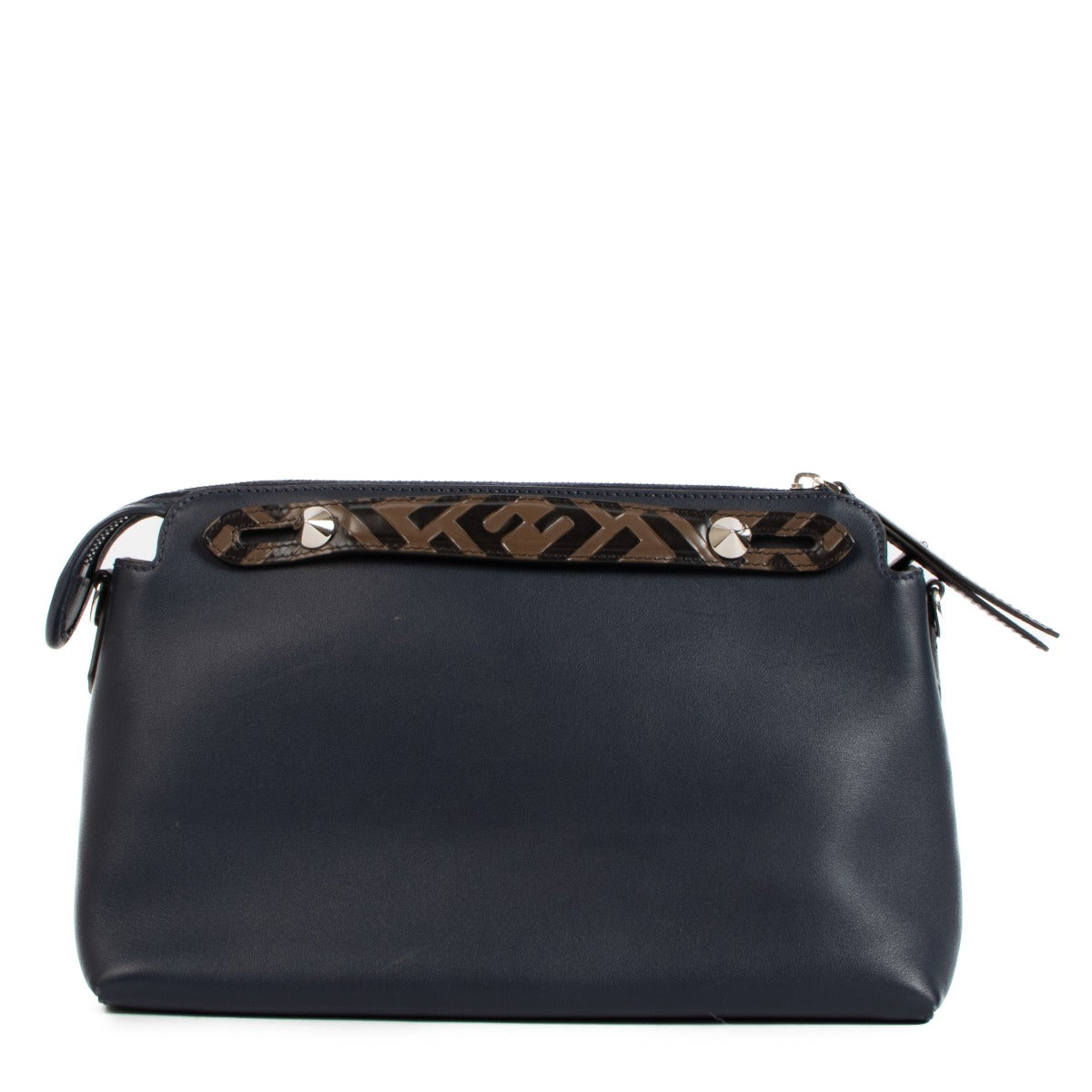 Fendi By The Way Medium Blue Leather Boston Bag