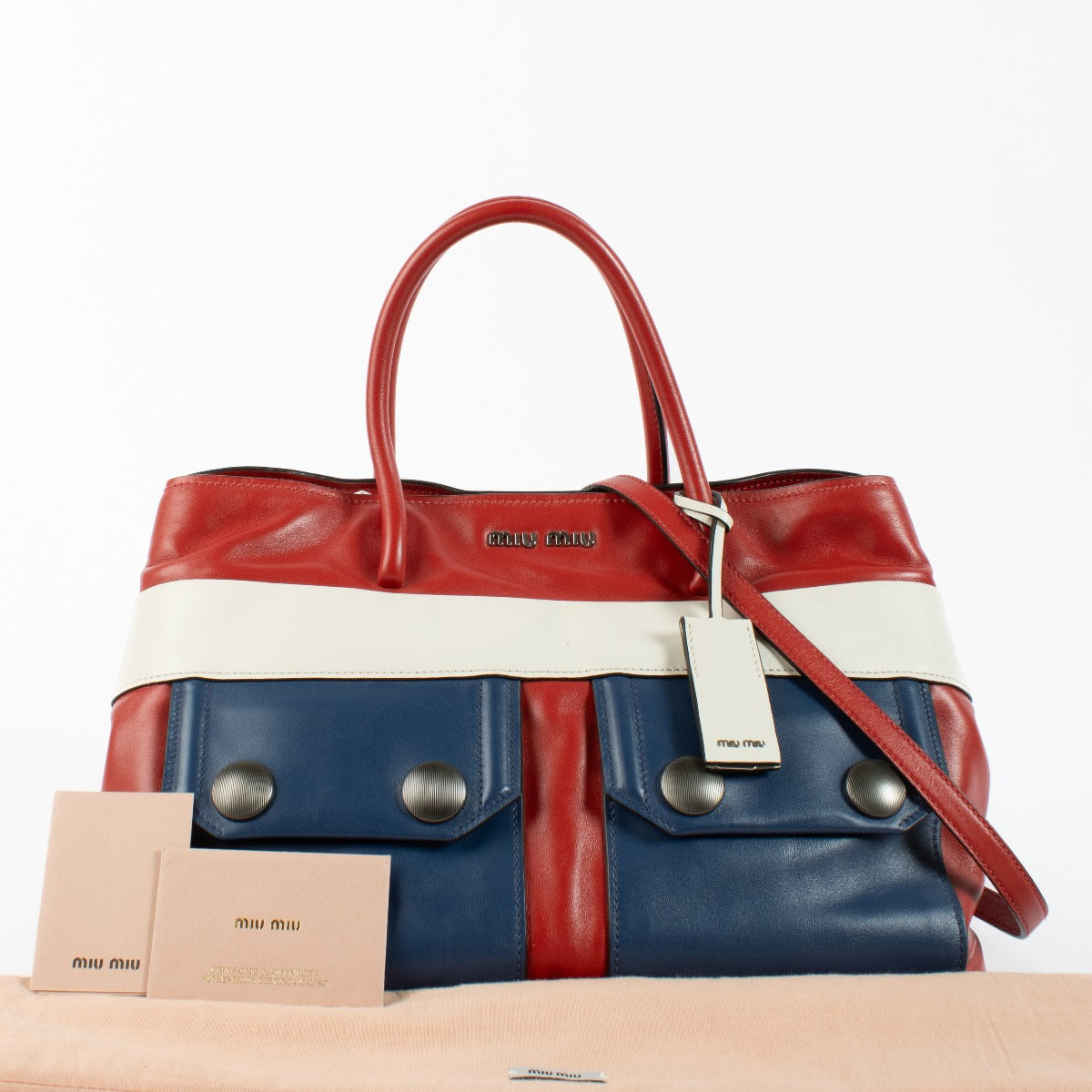 Sac fourre-tout Miu Miu en veau souple multicolore avec poche avant