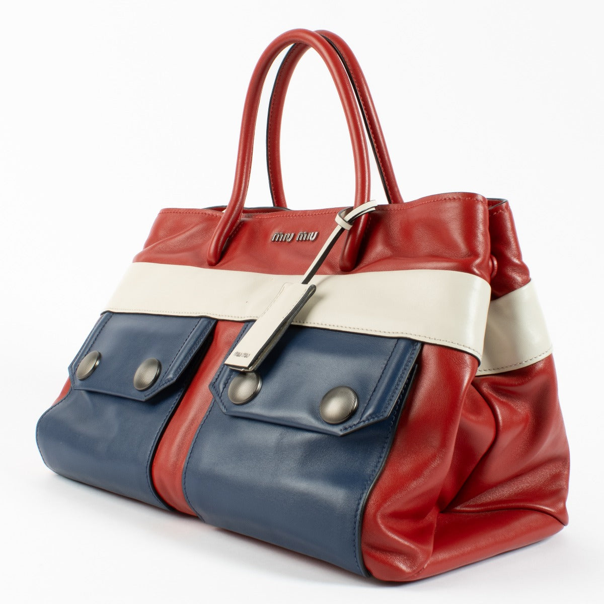 Sac fourre-tout Miu Miu en veau souple multicolore avec poche avant