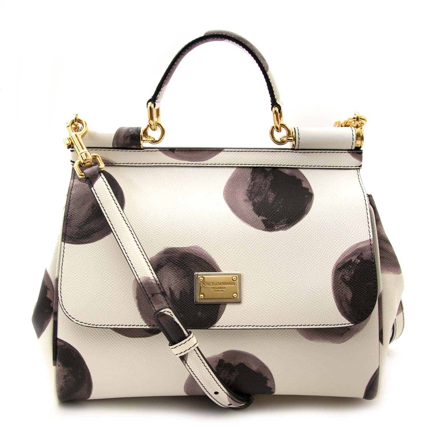 koop Dolce & Gabbana White Leather Miss Sicily Medium Shoulder bag bij labellov aan een goede prijs