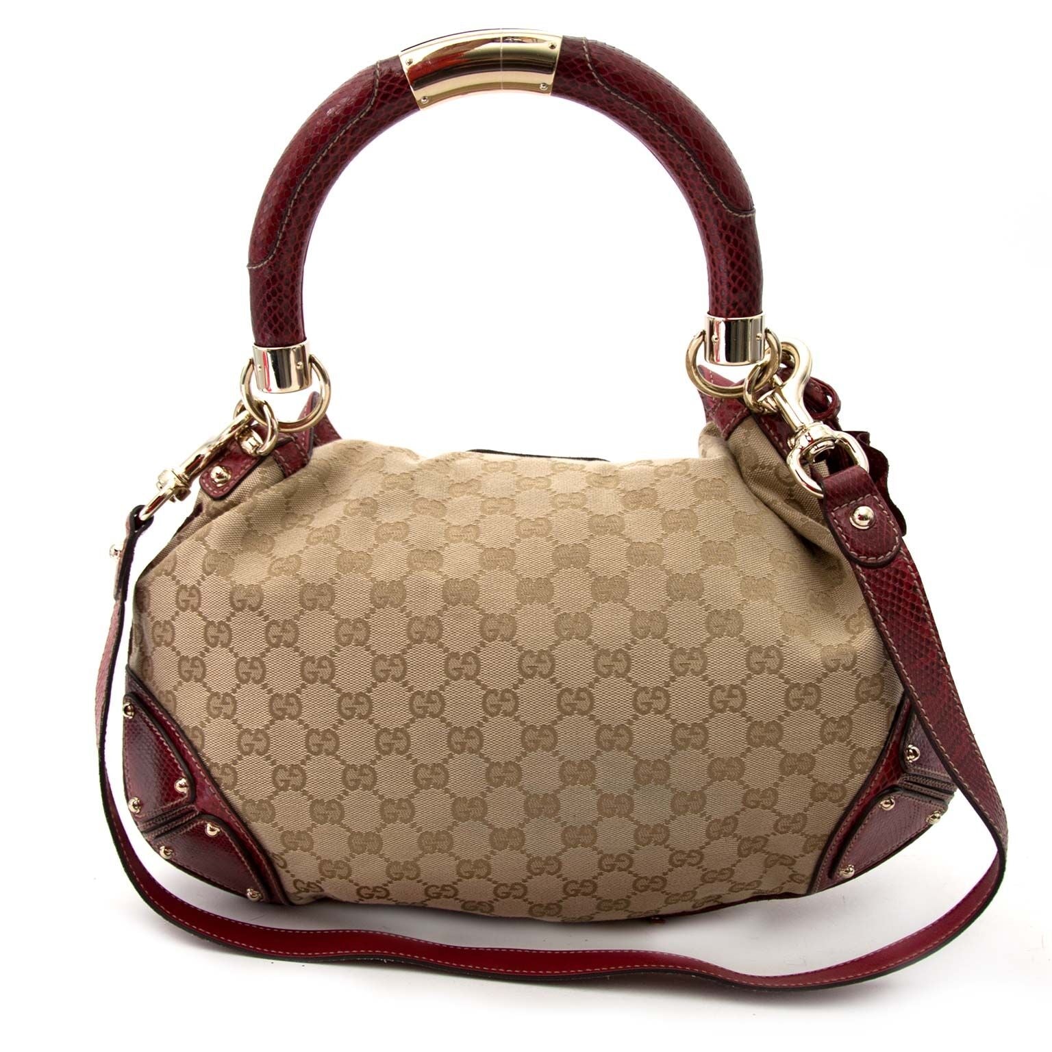 secondhand gucci monogram bag Gucci Limited Edition Monogram And Red Python Indy Bag