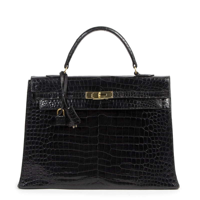 Hermès Kelly 35 Black Croco GHW for the best price online at Labellov