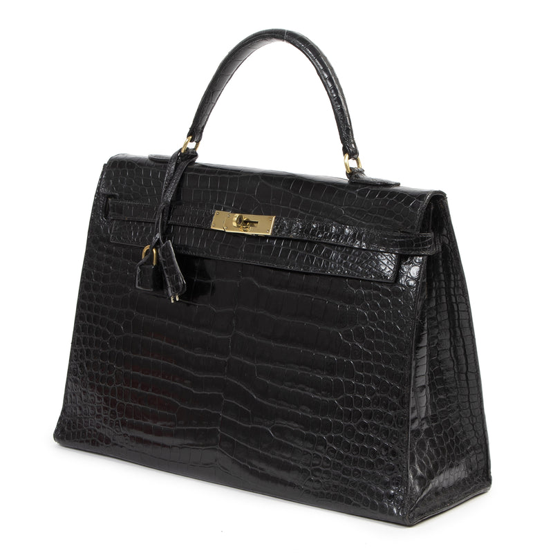 Hermès Kelly 35 Black Croco GHW