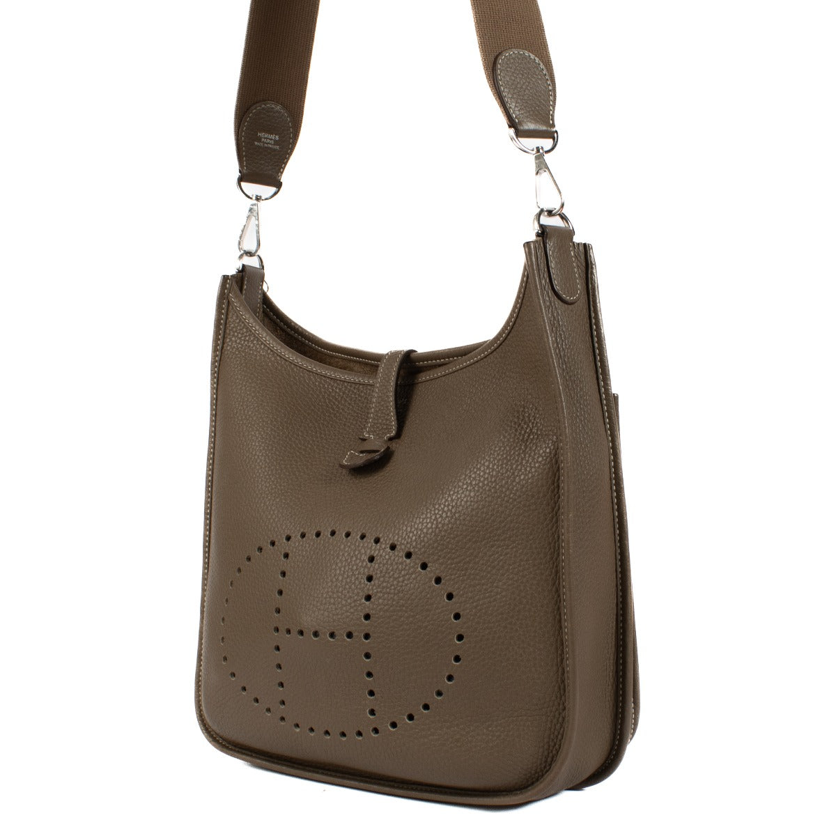 Authentic second hand designer vintage Hermès Evelyne III 29 Etoupe Taurillon Clemence PHW