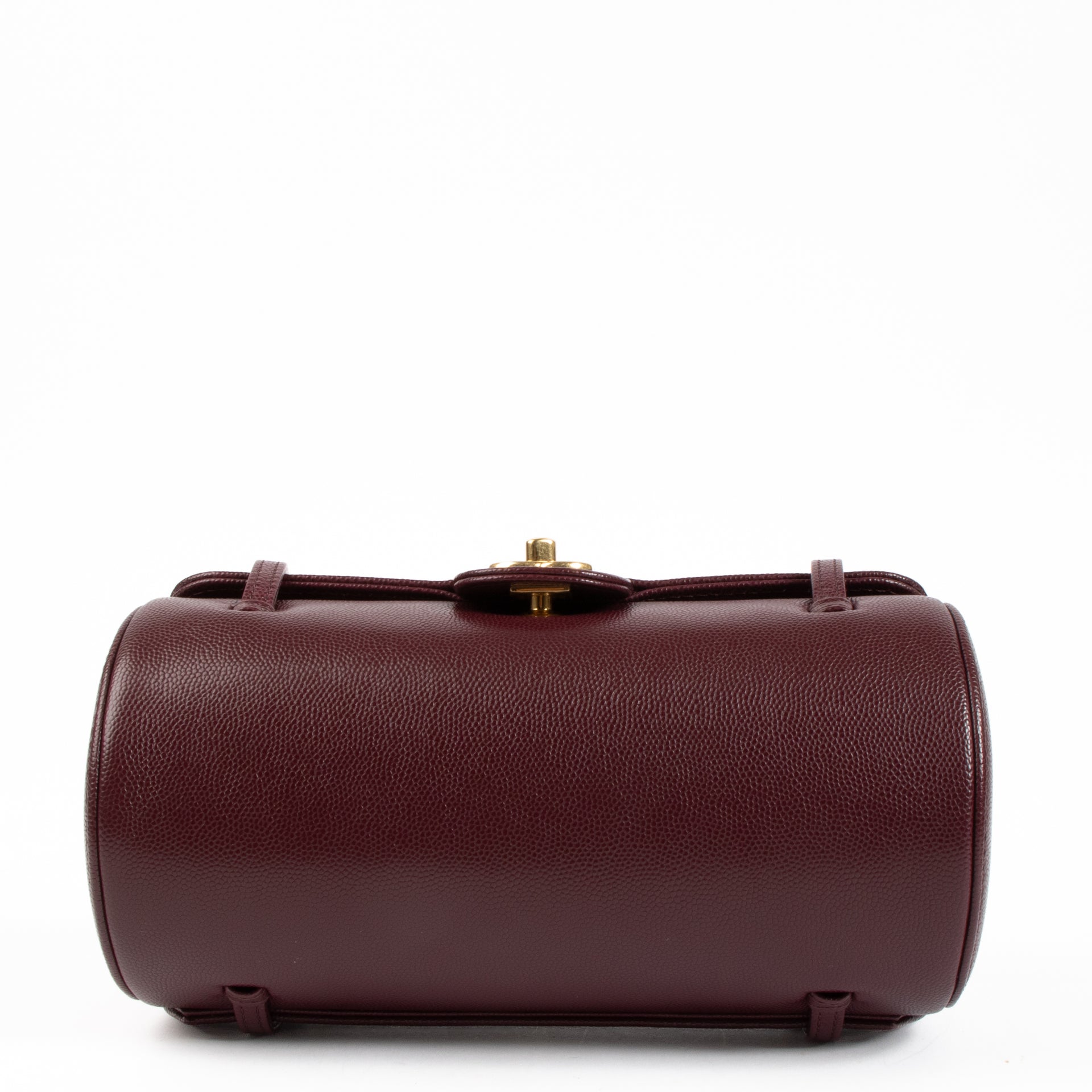 Chanel 26P Burgundy Caviar Preppy Coco Small Bowling Bag