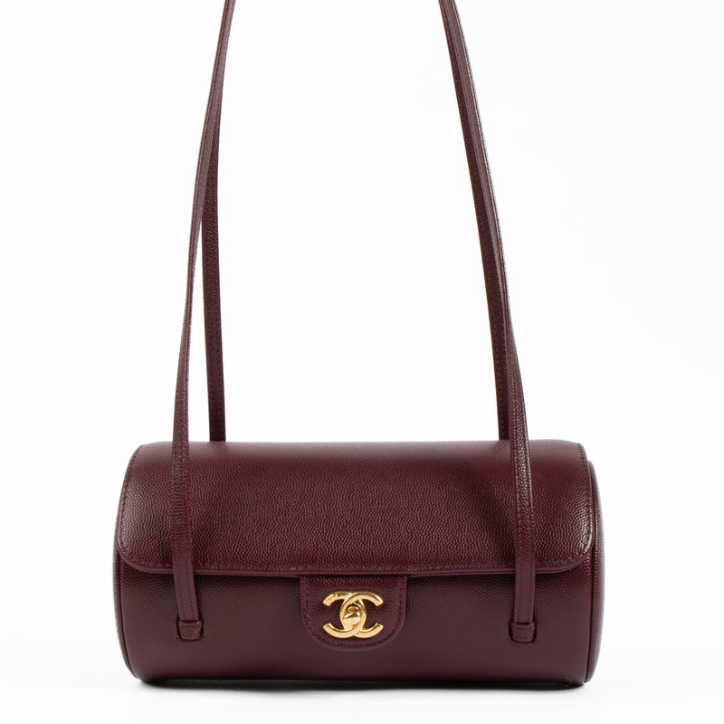 Chanel 26P Burgundy Caviar Preppy Coco Small Bowling Bag