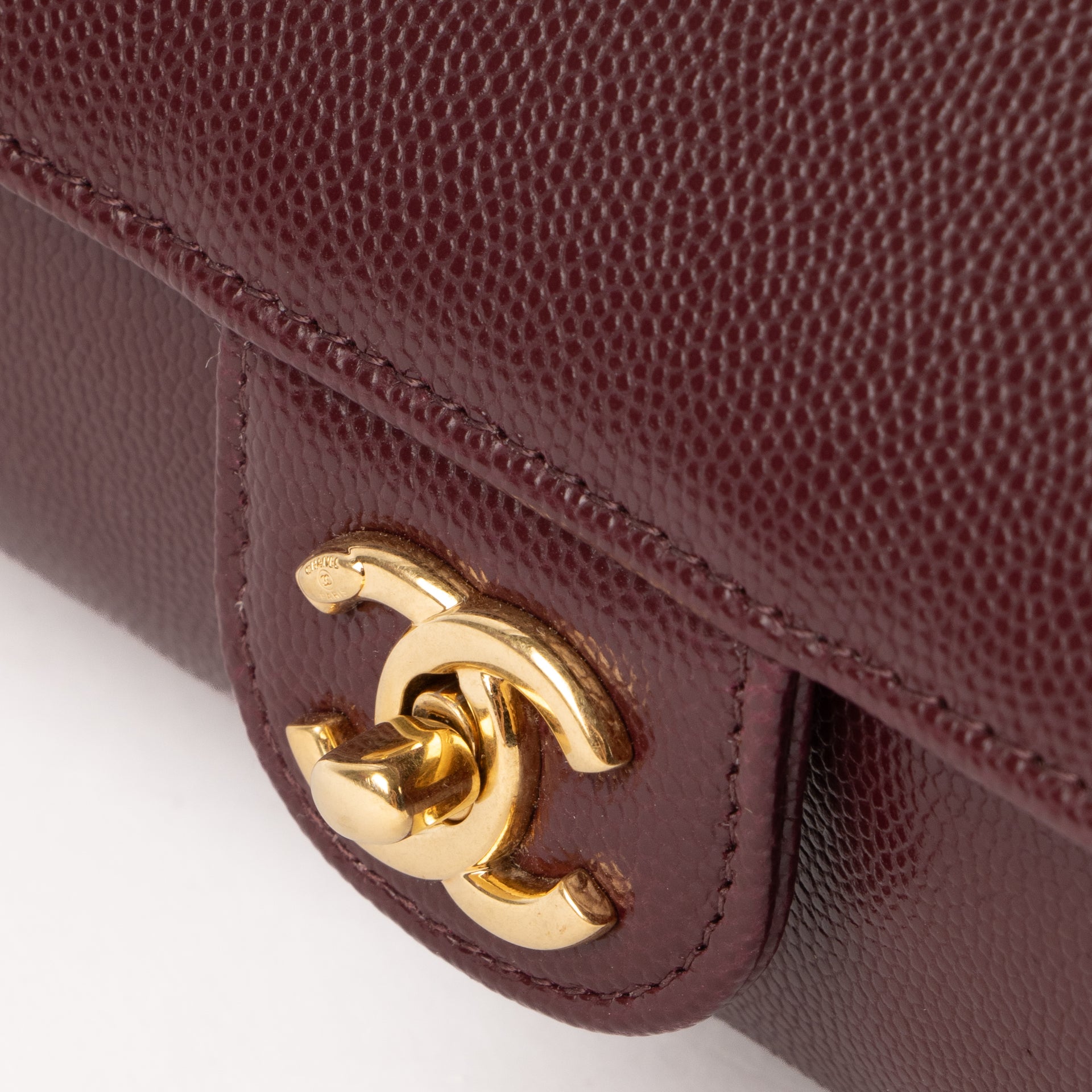 Chanel 26P Burgundy Caviar Preppy Coco Small Bowling Bag
