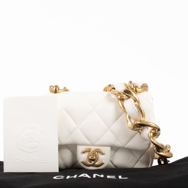 Chanel White Lambskin Mini Funky Town Flap Bag