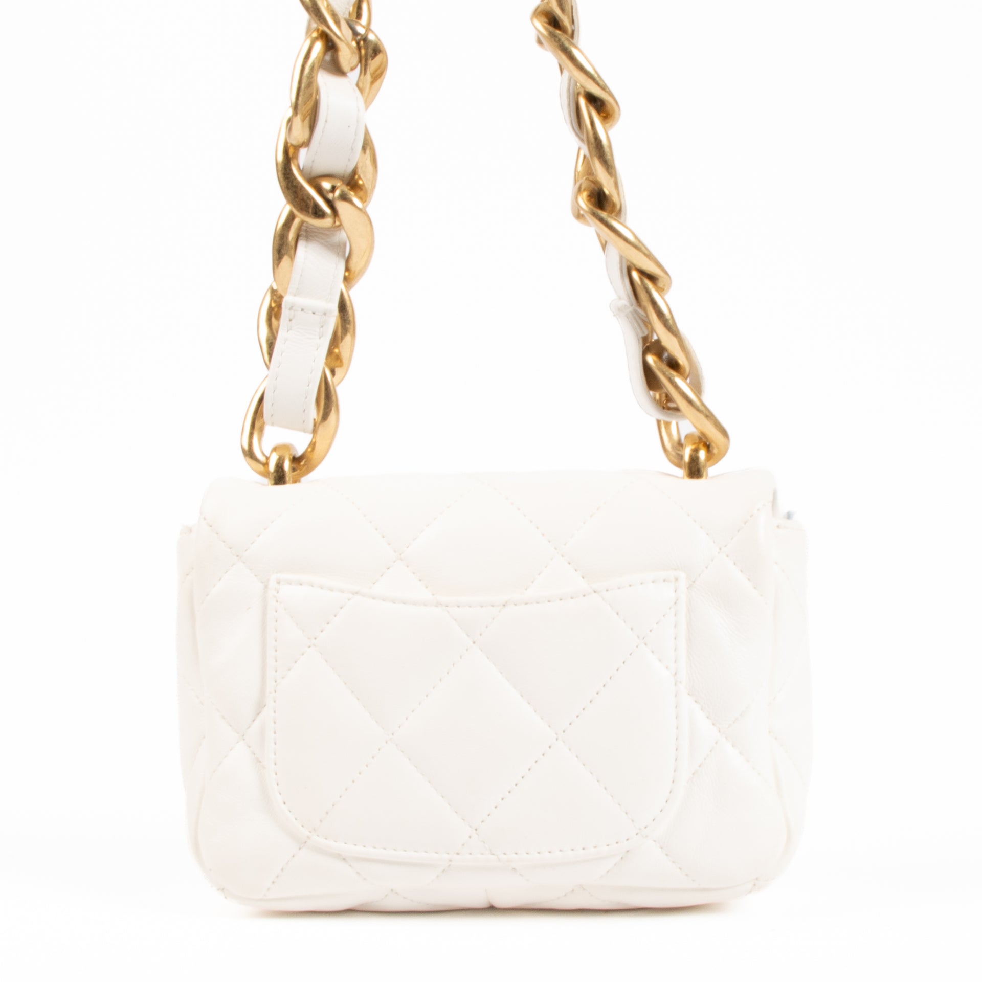 Chanel White Lambskin Mini Funky Town Flap Bag