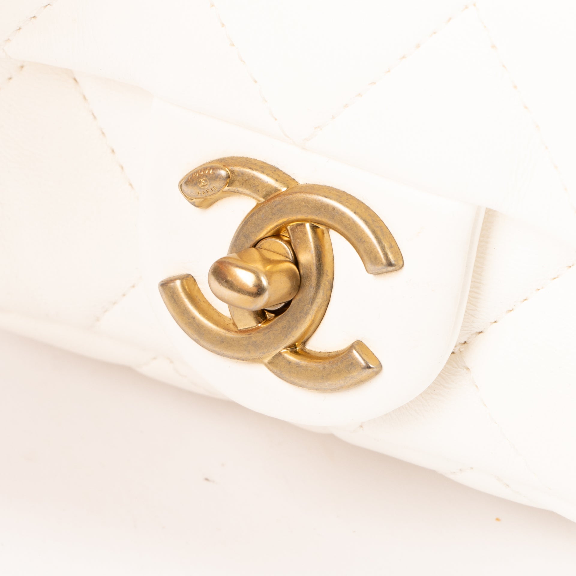 Chanel White Lambskin Mini Funky Town Flap Bag