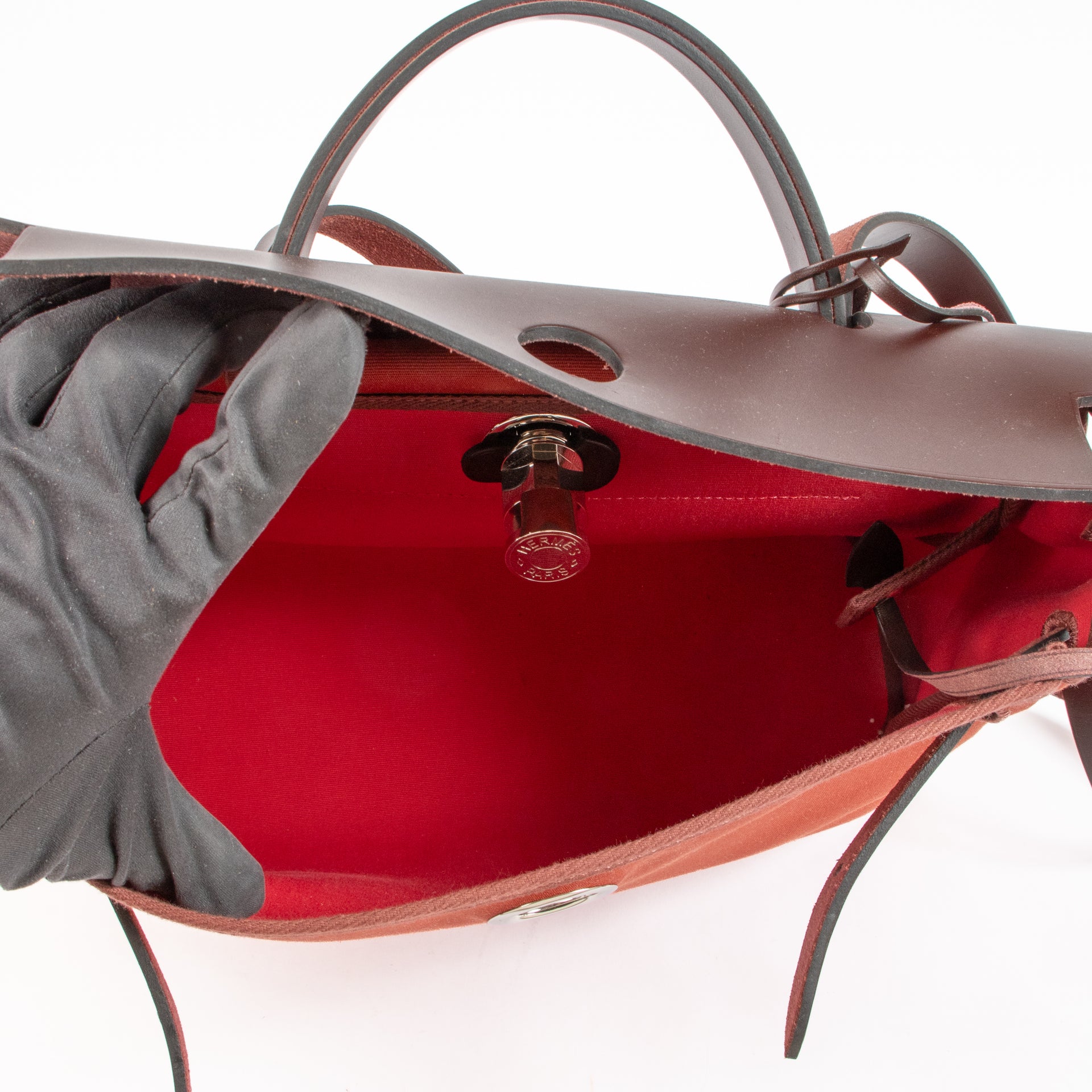 Hermès Herbag 31 Rouge Venitian/Rose Extreme Toile Officier/Hunter PHW Bag