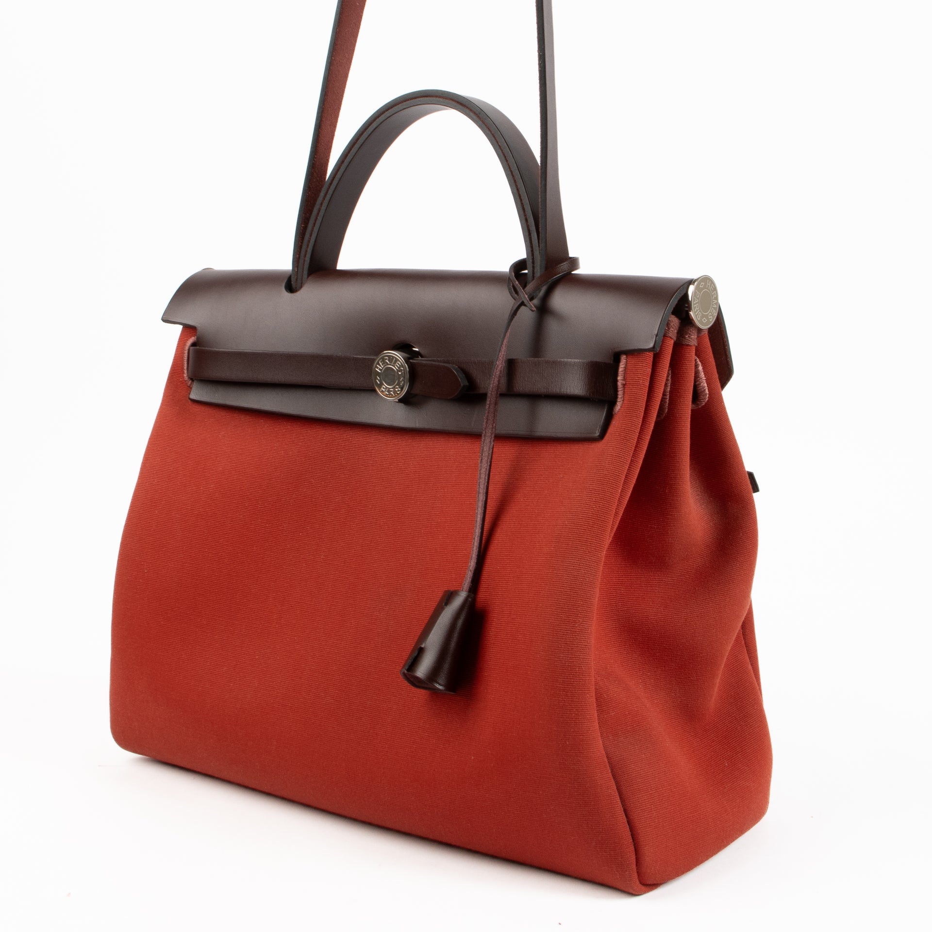 Hermès Herbag 31 Rouge Venitian/Rose Extreme Toile Officier/Hunter PHW Bag