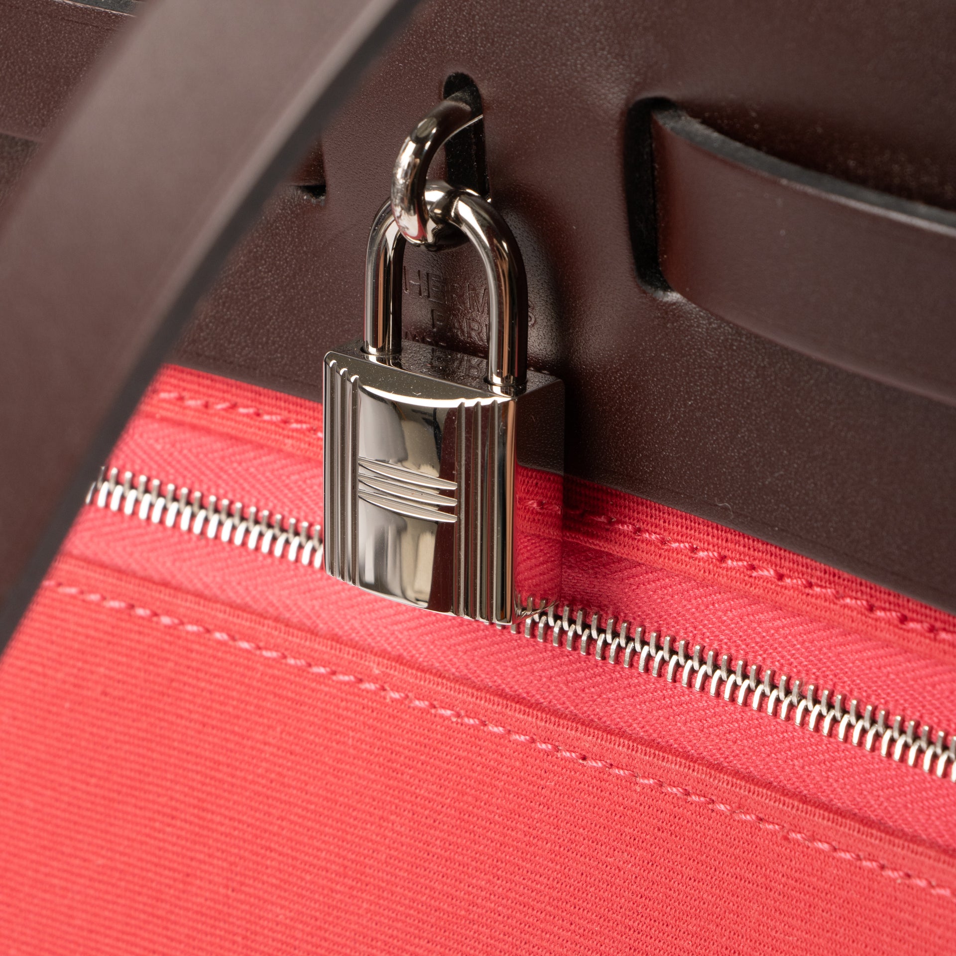 Hermès Herbag 31 Rouge Venitian/Rose Extreme Toile Officier/Hunter PHW Bag
