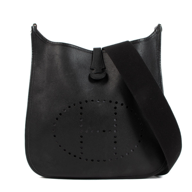shop authentic second hand Hermès Evelyne 29 Black Epsom PHW on Labellov.com
