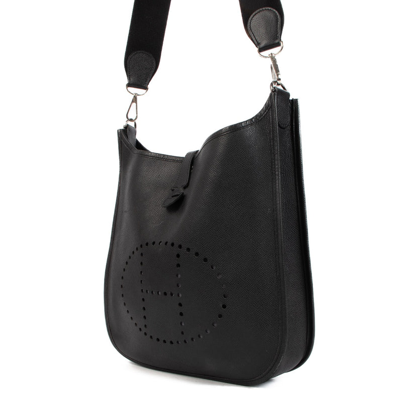 shop authentic second hand Hermès Evelyne 29 Black Epsom PHW on Labellov.com