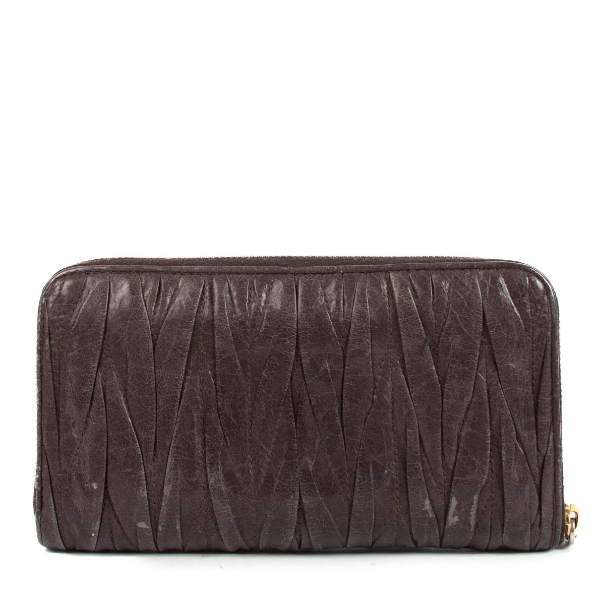 shop authentic second hand Miu Miu Brown Matelassé Wallet on Labellov.com
