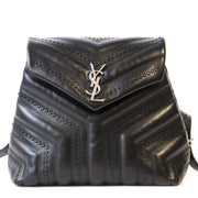 Authentieke Tweedehands Saint Laurent Loulou Black Backpack juiste prijs veilig online shoppen luxe merken webshop winkelen Antwerpen België mode fashion