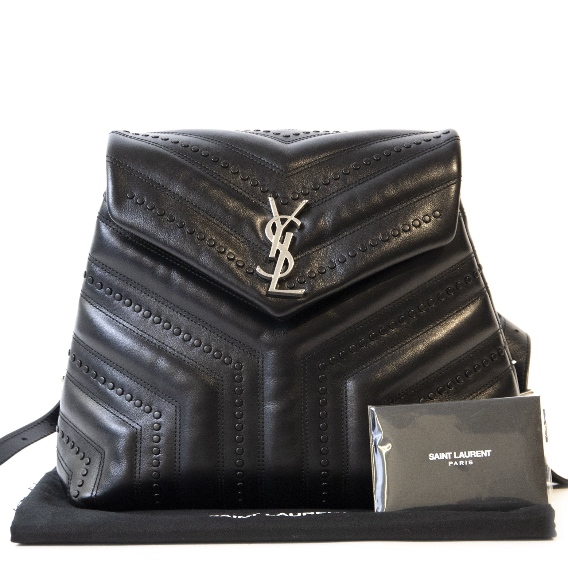 Authentieke Tweedehands Saint Laurent Loulou Black Backpack juiste prijs veilig online shoppen luxe merken webshop winkelen Antwerpen België mode fashion
