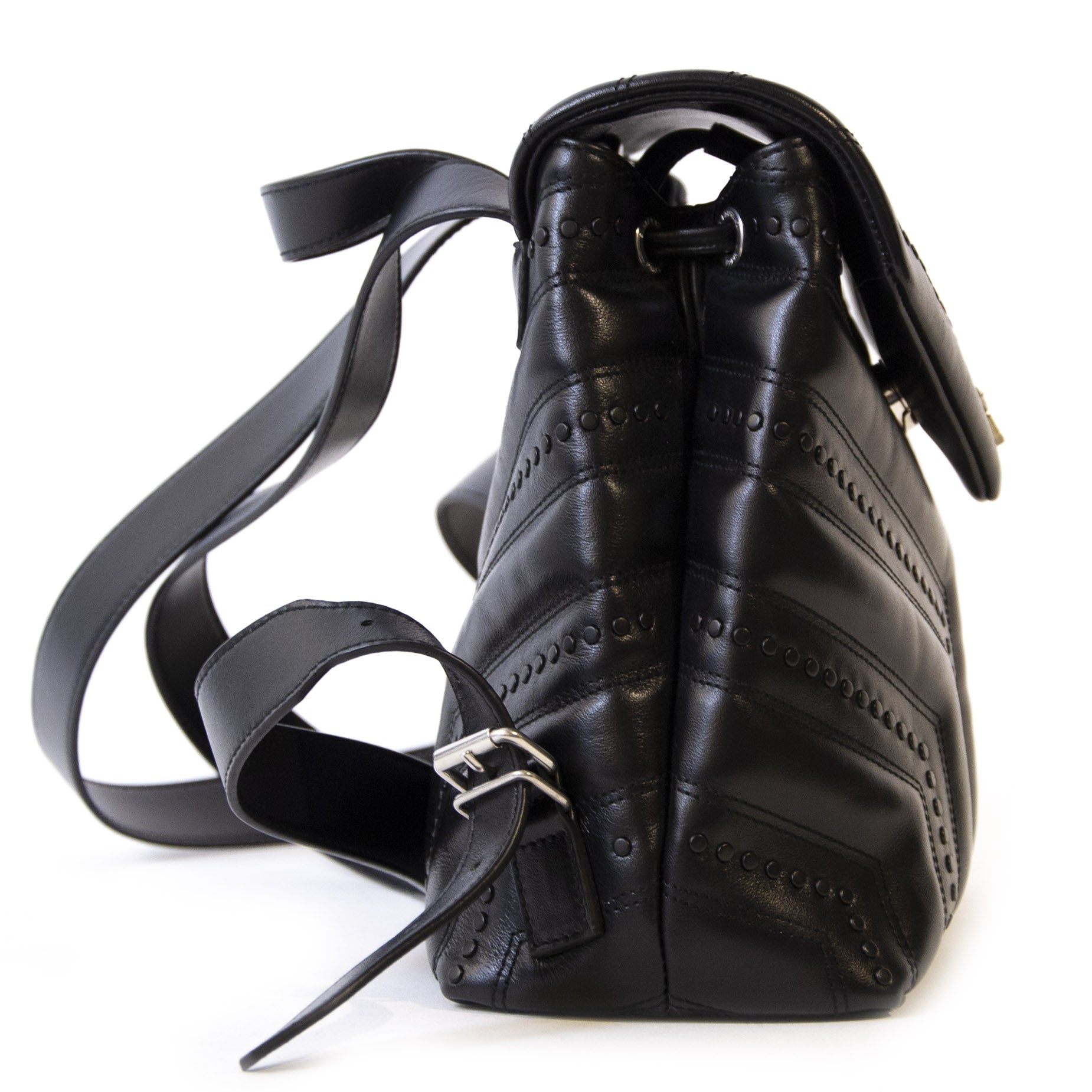 Authentieke Tweedehands Saint Laurent Loulou Black Backpack juiste prijs veilig online shoppen luxe merken webshop winkelen Antwerpen België mode fashion