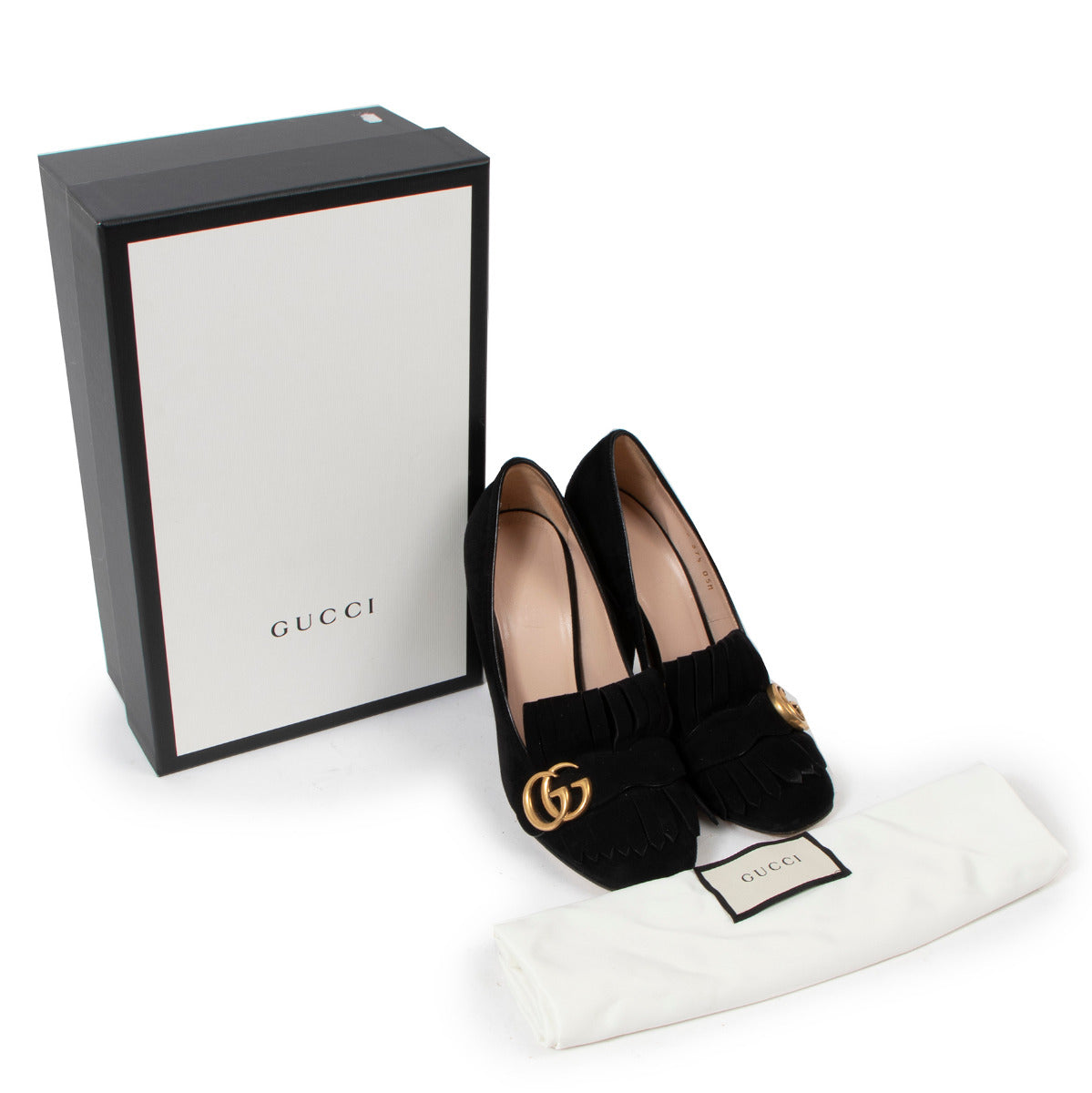 Gucci Black Suede Marmont Pumps aan de beste prijs bij Labellov tweedehands