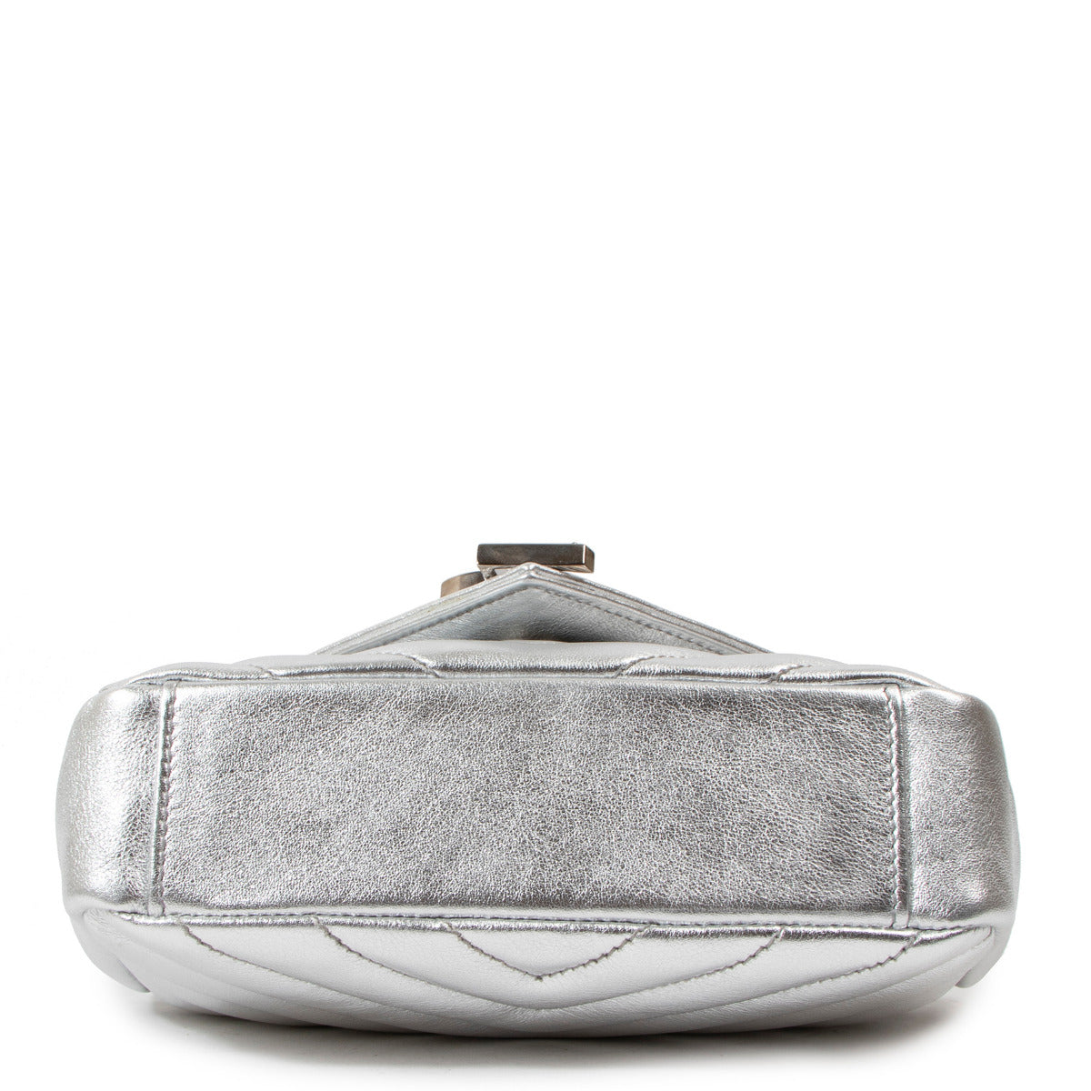 Saint Laurent Zilver Metallic Mini College Portemonnee op Ketting Crossbody Tas
