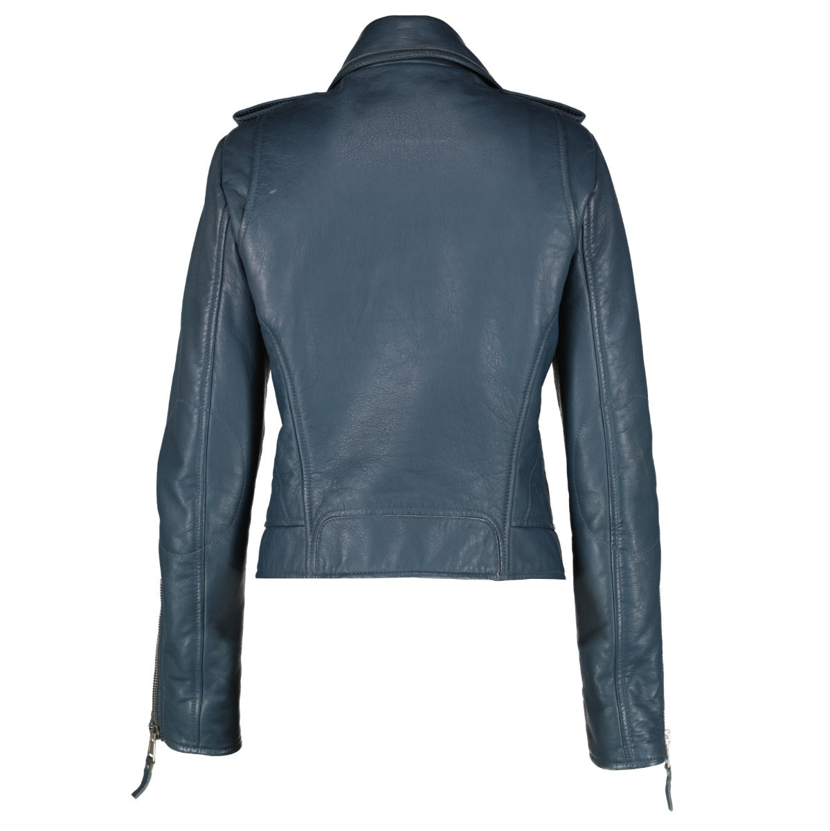 Balenciaga Blue Leather Biker Jacket