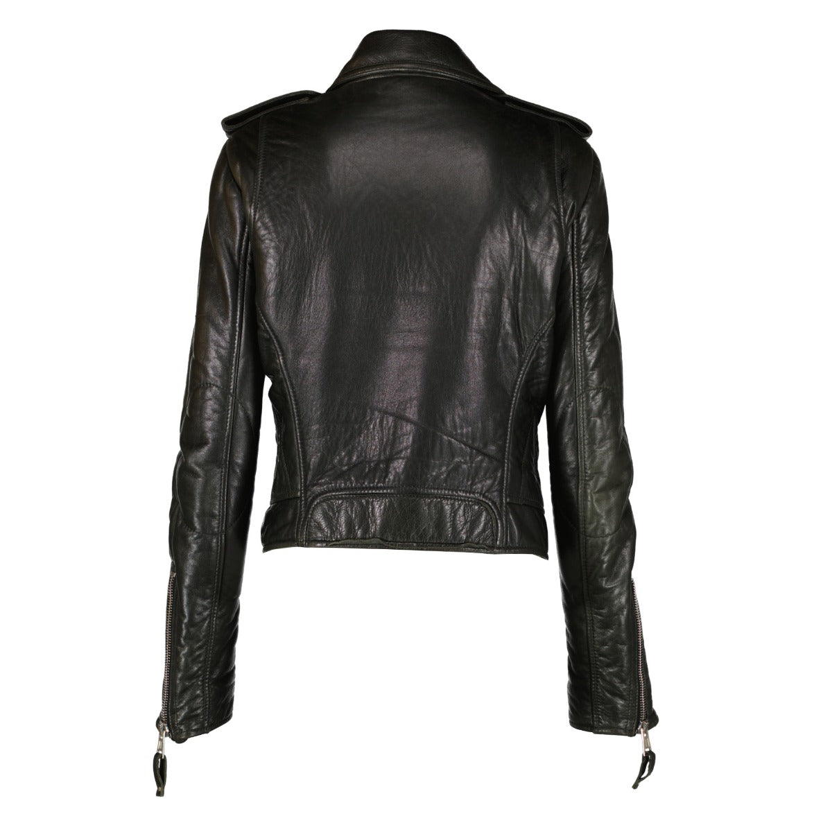 Balenciaga Brown Aged Lambskin Biker Jacket