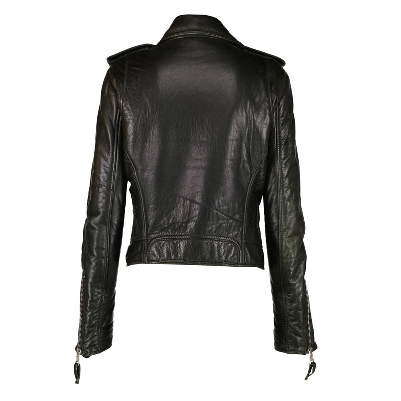 Balenciaga Brown Aged Lambskin Biker Jacket