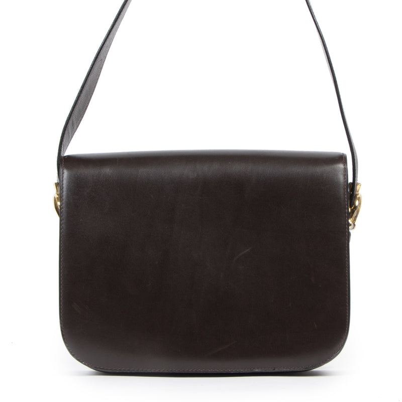 Authentieke Tweedehands Celine Brown Carriage Shoulder Bag designer tassen juiste prijs veilig online shoppen luxe merken webshop winkelen Antwerpen België mode fashion