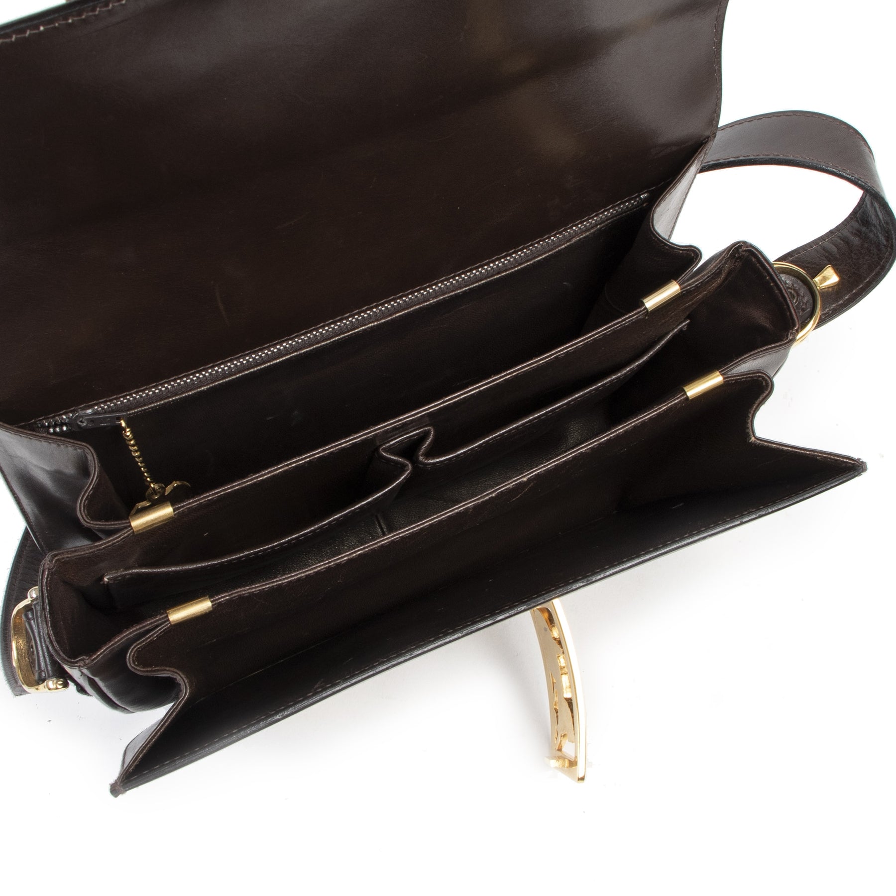 Authentieke Tweedehands Celine Brown Carriage Shoulder Bag designer tassen juiste prijs veilig online shoppen luxe merken webshop winkelen Antwerpen België mode fashion