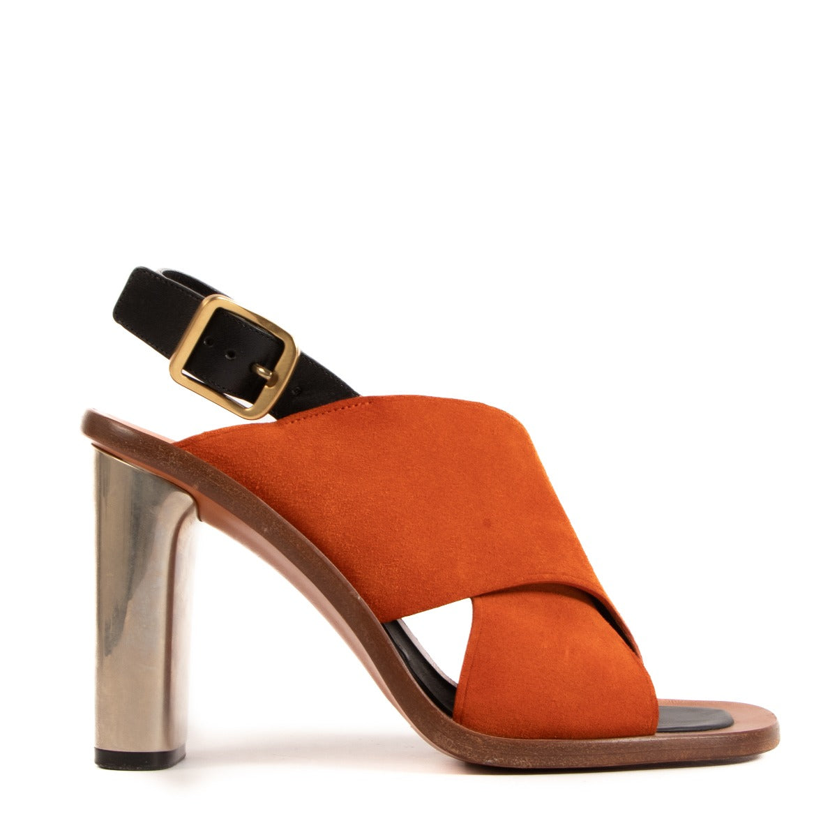 Celine Orange Suede Sandals