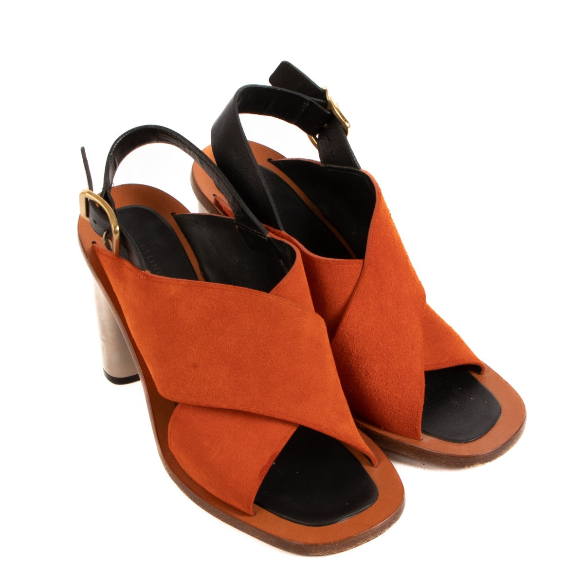 Celine Orange Suede Sandals