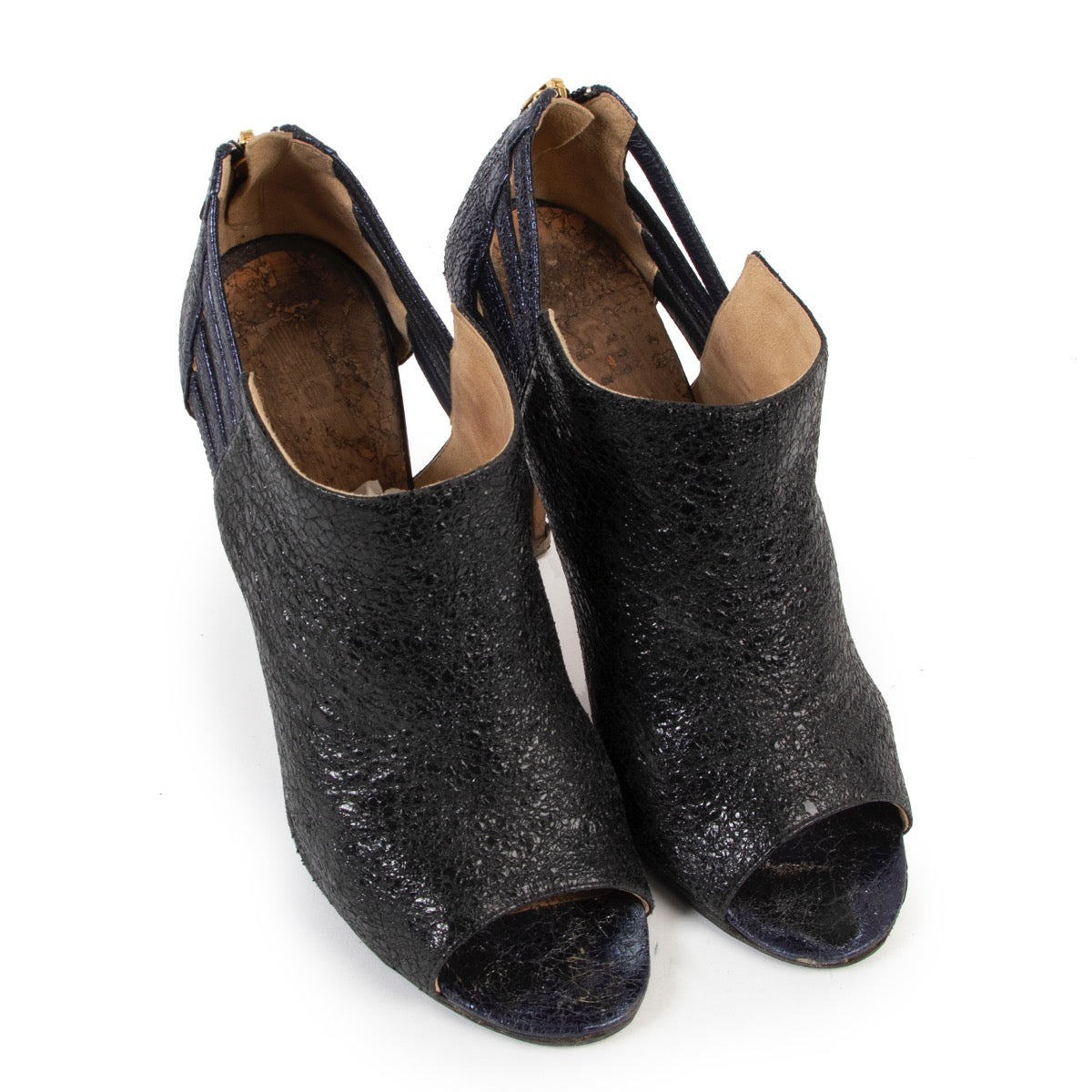 shop safe online Chanel Dark Blue Shimmer Pumps Size 39,5