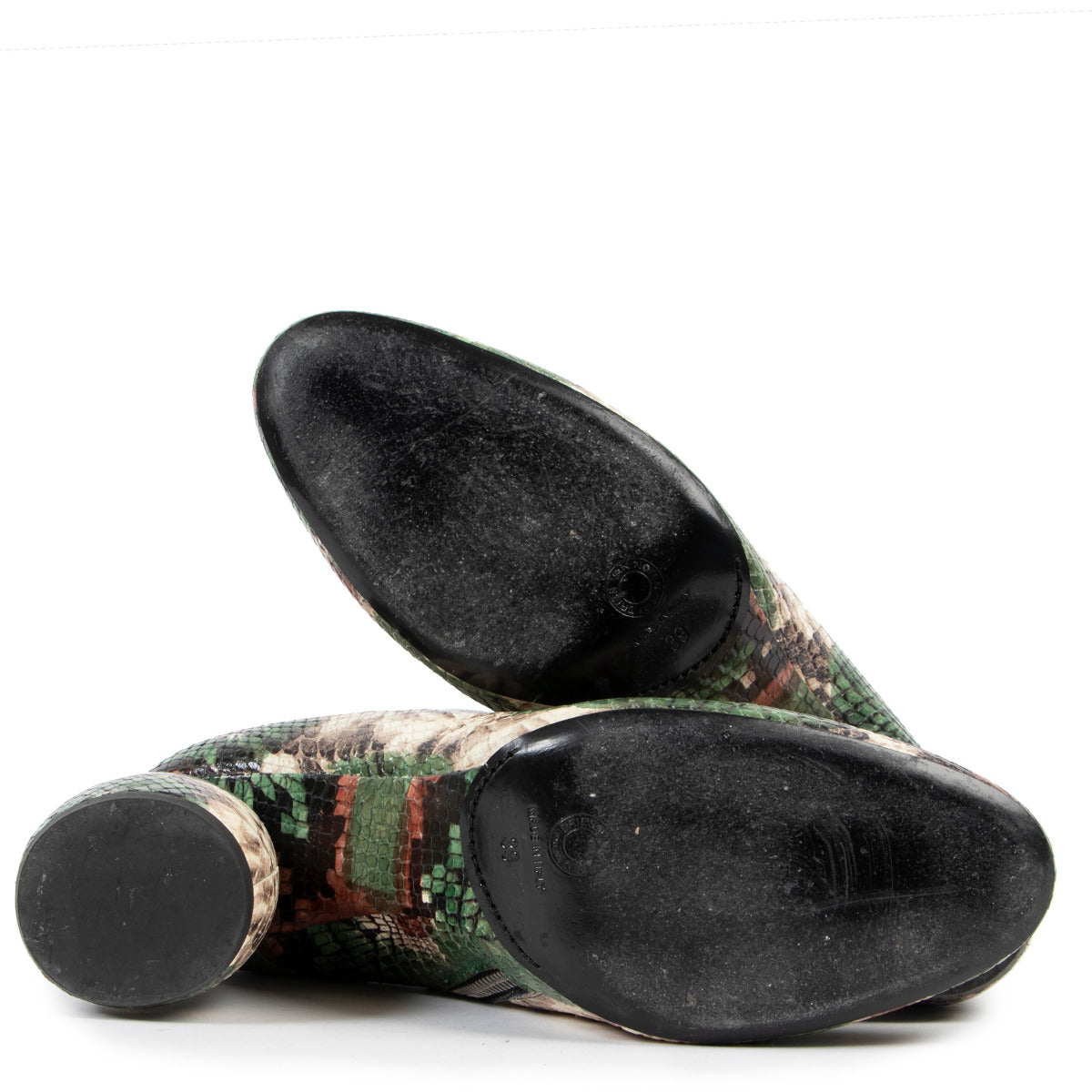 Dries Van Noten Green Python Boots - size 39