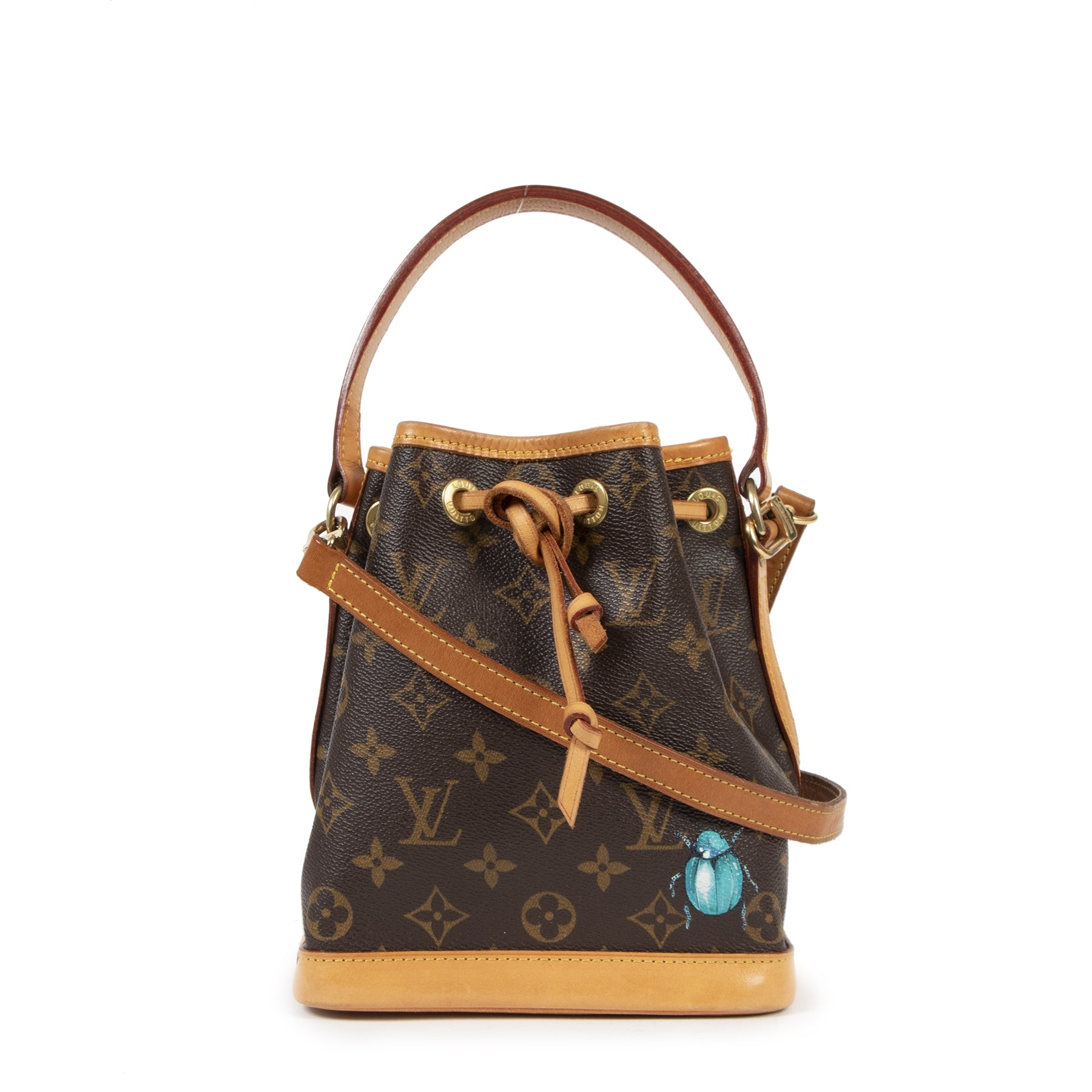 Authentic secondhand Louis Vuitton Monogram Mini Noé Bucket Bag + Strap designer bags designer brands luxury vintage webshop fashion safe secure online shopping
