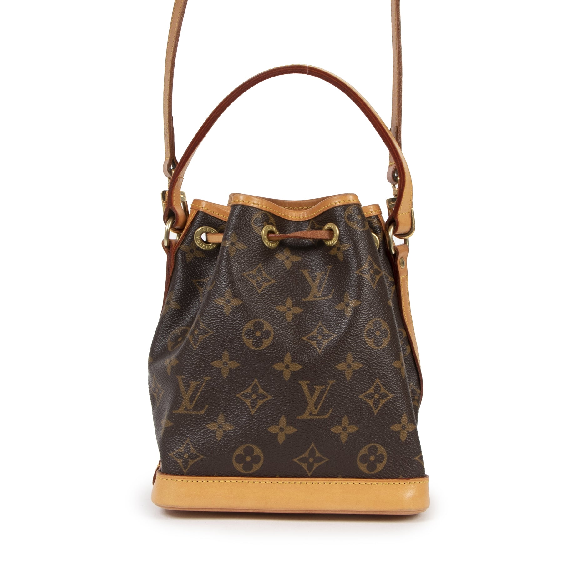 Authentieke Tweedehands Louis Vuitton Monogram Mini Noé Bucket Bag + Strap juiste prijs veilig online shoppen luxe merken webshop winkelen Antwerpen België mode fashion
