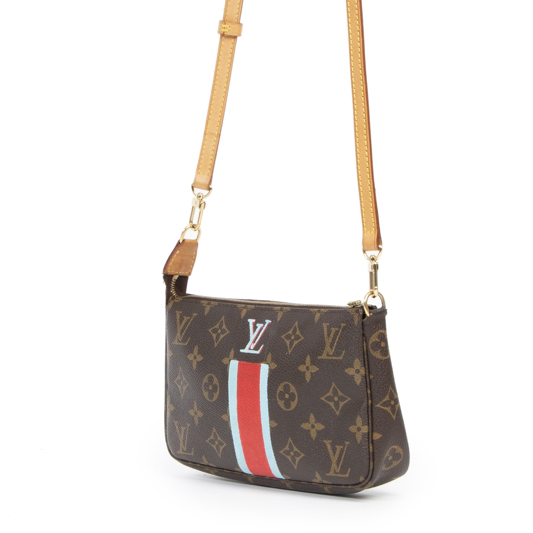 Authentieke Tweedehands Louis Vuitton Monogram Pochette + Long Strap juiste prijs veilig online shoppen luxe merken webshop winkelen Antwerpen België mode fashion