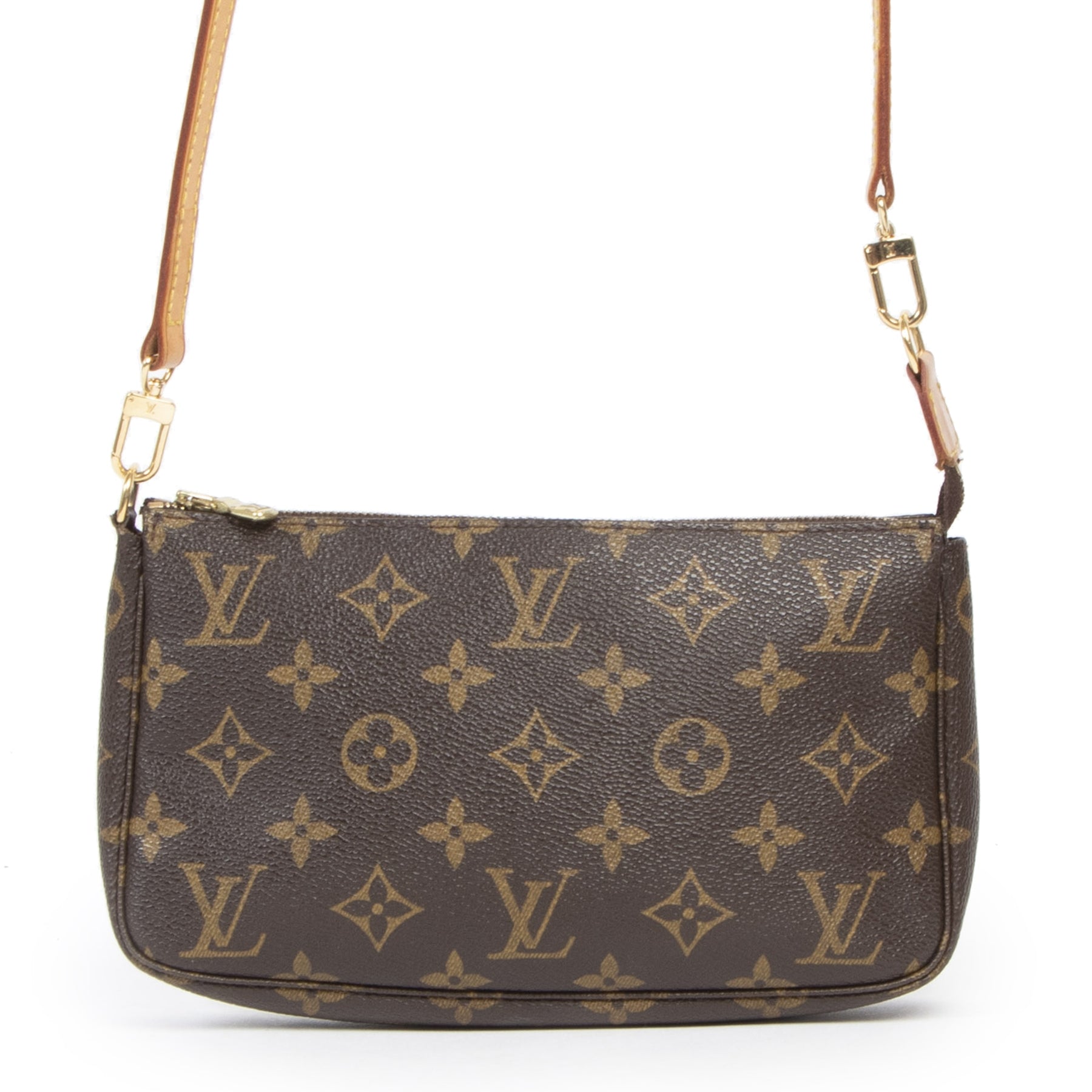 Authentic secondhand Louis Vuitton Monogram Pochette + Long Strap designer bags fashion luxury vintage webshop safe secure online shopping