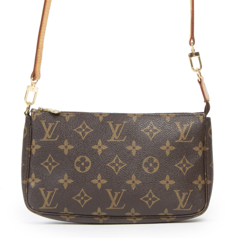 Authentic secondhand Louis Vuitton Monogram Pochette + Long Strap designer bags fashion luxury vintage webshop safe secure online shopping