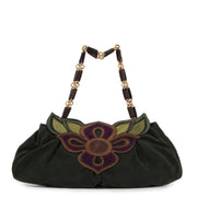 Authentique seconde-main vintage Miu Miu Green Suede Flower Shoulder Bag achète en ligne webshop LabelLOV