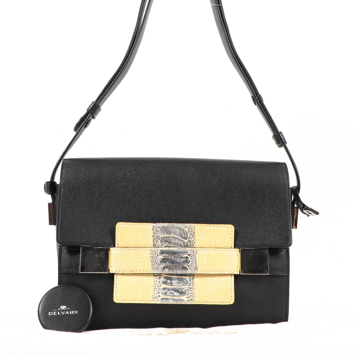 Delvaux Madame Black Polo/Ostrich Leg Crossbody Bag