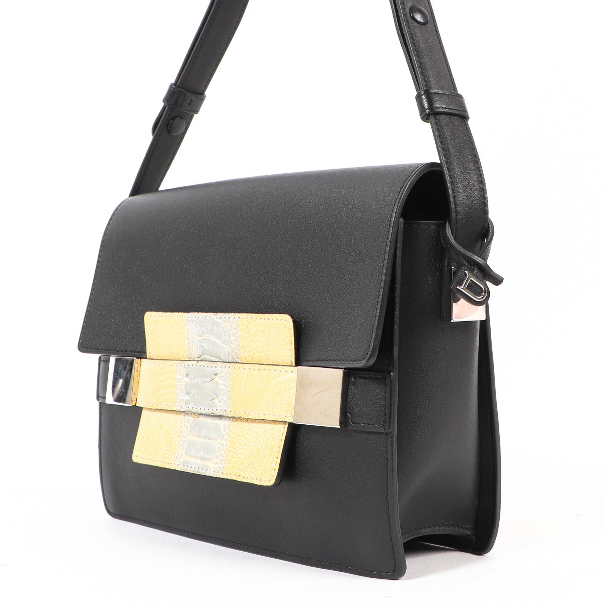 Delvaux Madame Black Polo/Ostrich Leg Crossbody Bag