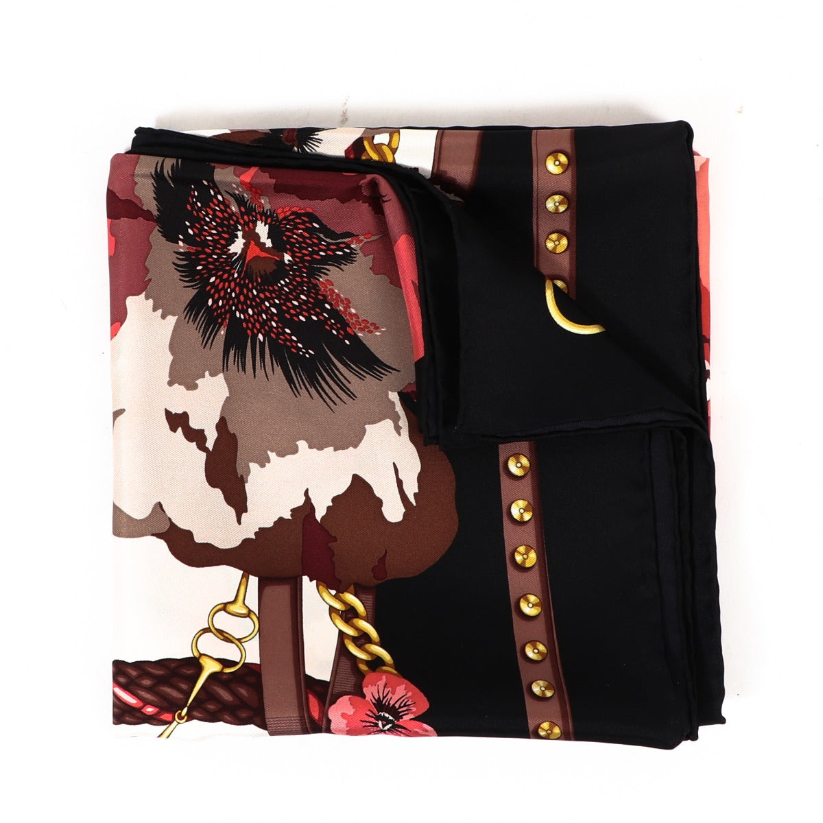 Gucci Multicolor Silk Horsebit Floral Scarf