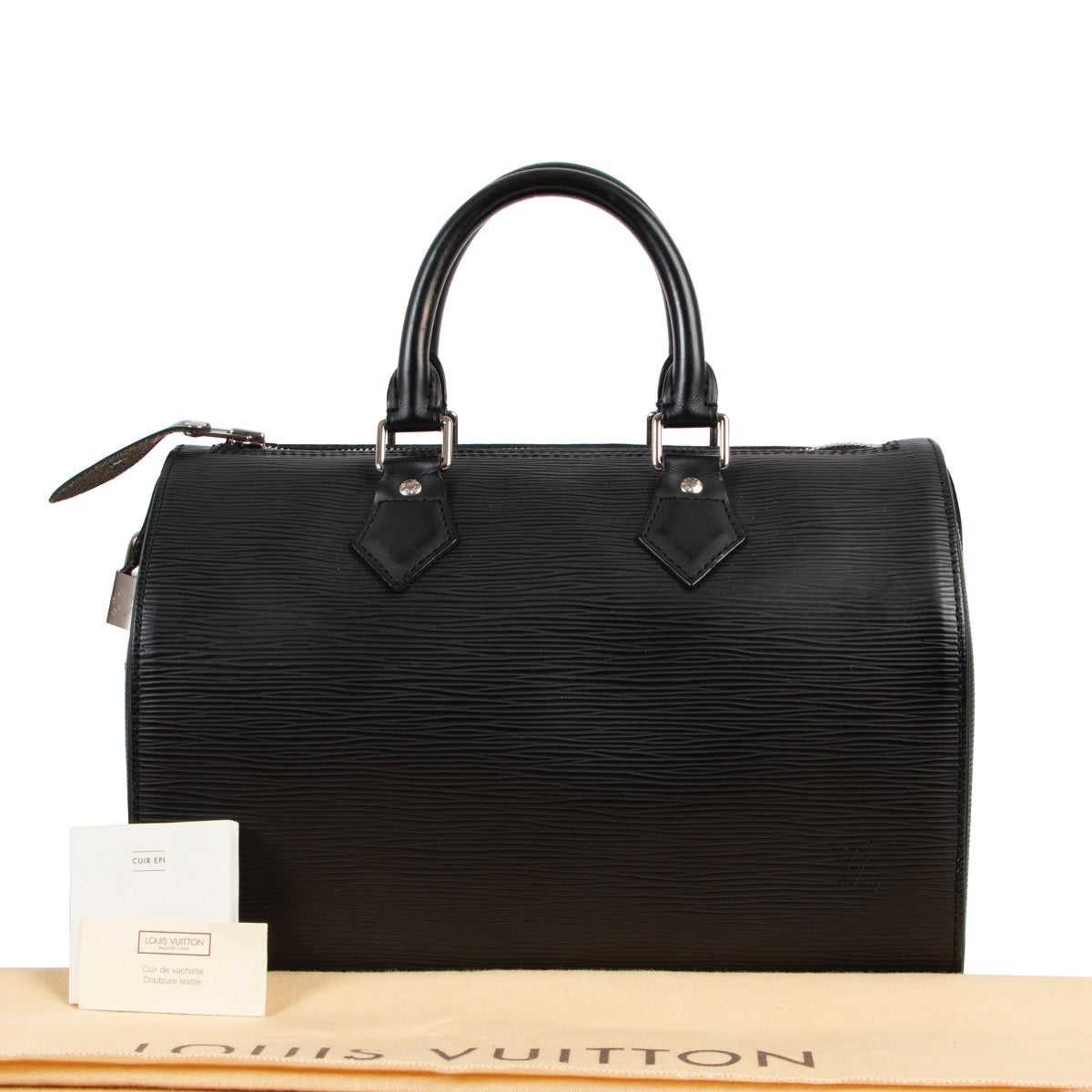 Buy and sell your designer items for a reasonable price online or in store. Get this Louis Vuitton Speedy 28 Black Epi now at Labellov Luxury and give it a second life.