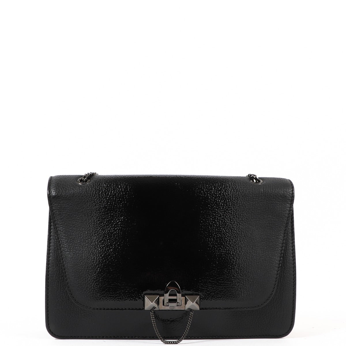 Valentino Garavani Black Rockstud Demilune Shoulder Bag