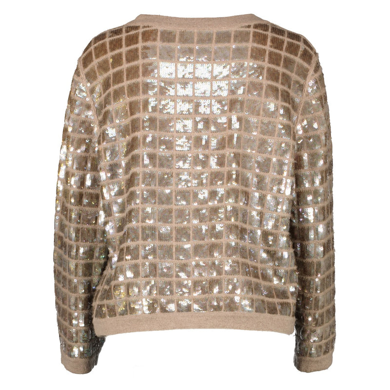 Shop safe online at Labellov in Antwerp this 100% authentic second hand Chanel Spring 2008 Gold Sequin Cashmere Cardigan - Size FR42