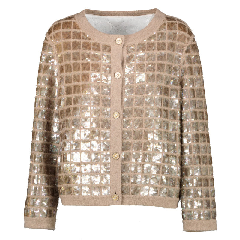 Buy an authentic second hand Chanel Spring 2008 Gold Sequin Cashmere Cardigan - Size FR42 in very good condition at Labellov