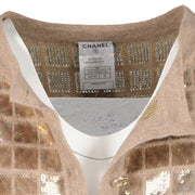 Shop safe online at Labellov in Antwerp this 100% authentic second hand Chanel Spring 2008 Gold Sequin Cashmere Cardigan - Size FR42